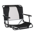 Front angle of the black big comfort stadium chair with armrests.