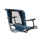 Back side of the navy big comfort stadium chair with armrests.