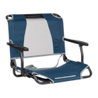 Front angle of the navy big comfort stadium chair with armrests.