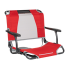 Front angle of the red big comfort stadium chair with armrests.