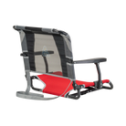 Back side of the red/gray big comfort stadium chair with armrests.