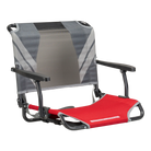 Front angle of the red/gray big comfort stadium chair with armrests.