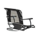 Back side of the black/gray big comfort stadium chair with armrests.