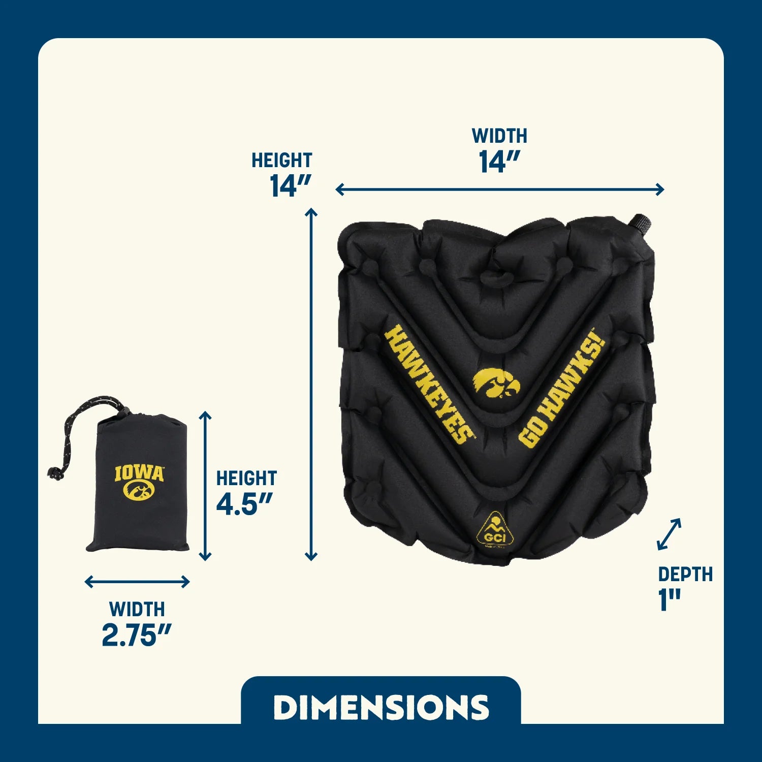 Infographic showing the dimensions of the V Seat.