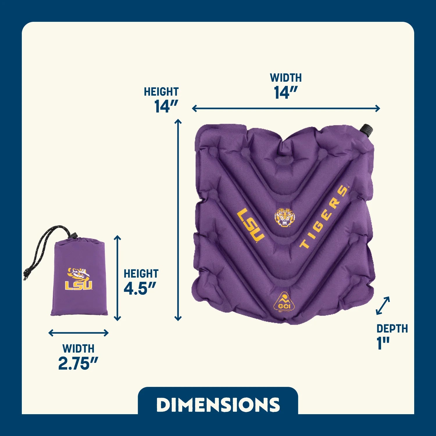 Infographic showing the dimensions of the V Seat.