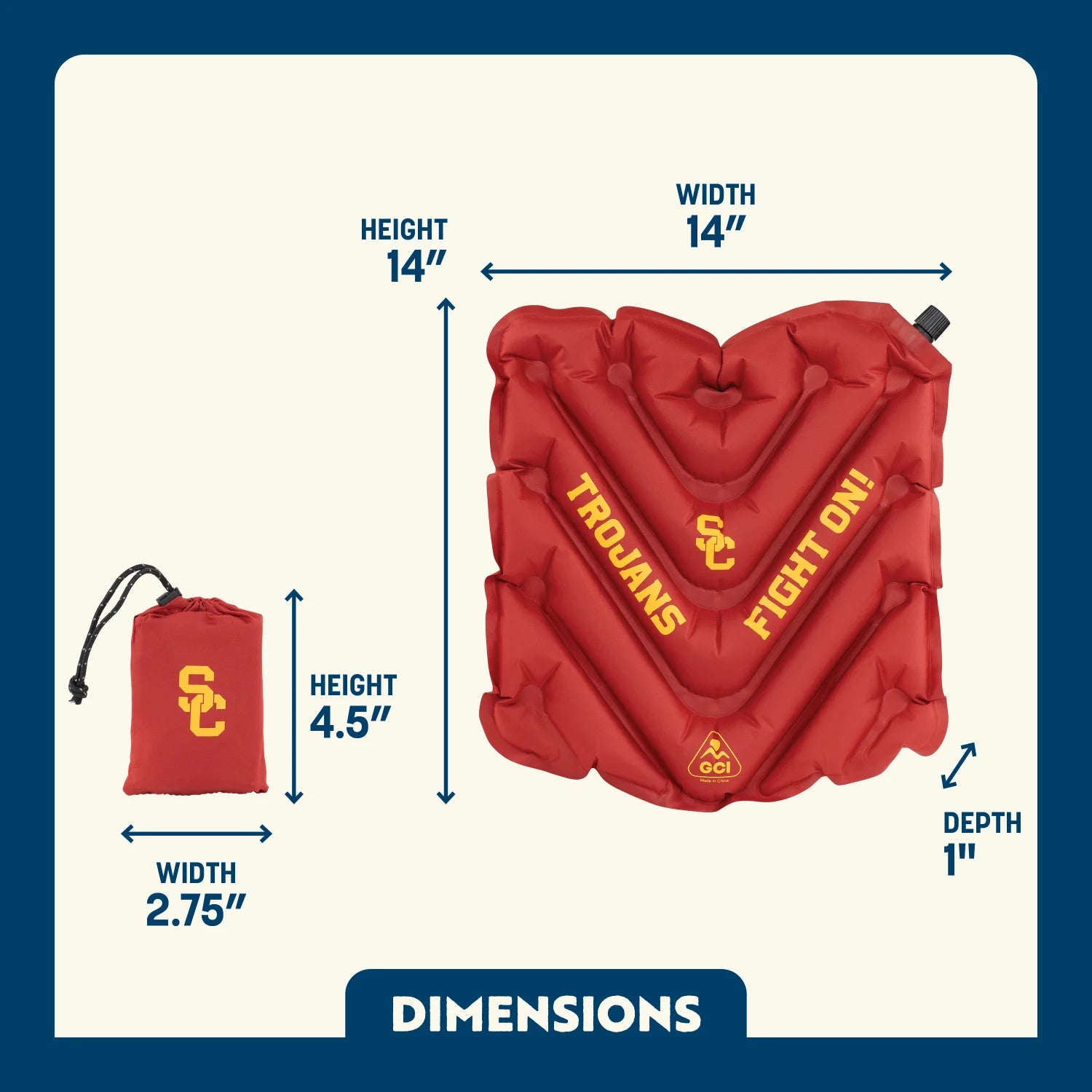 Infographic showing the dimensions of the V Seat.
