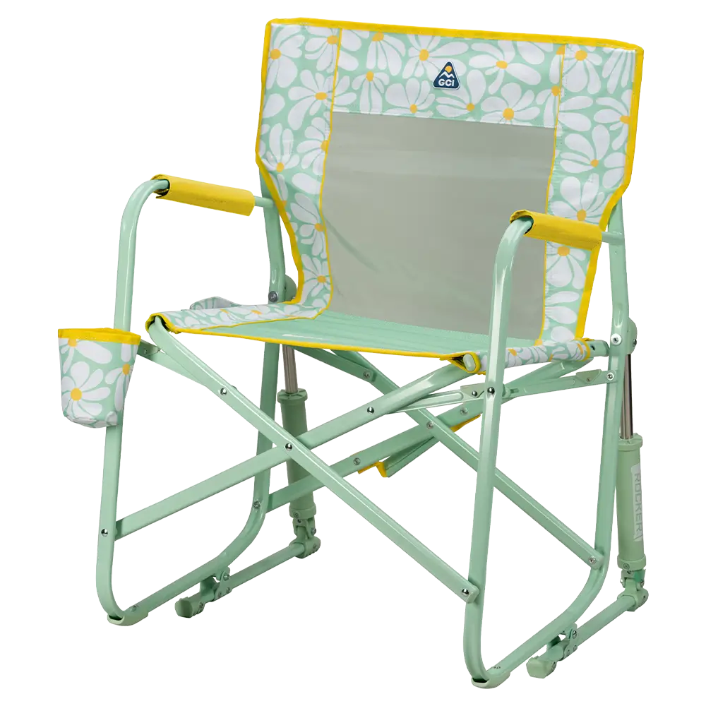 Front left view of the green/yellow Freestyle Rocker.