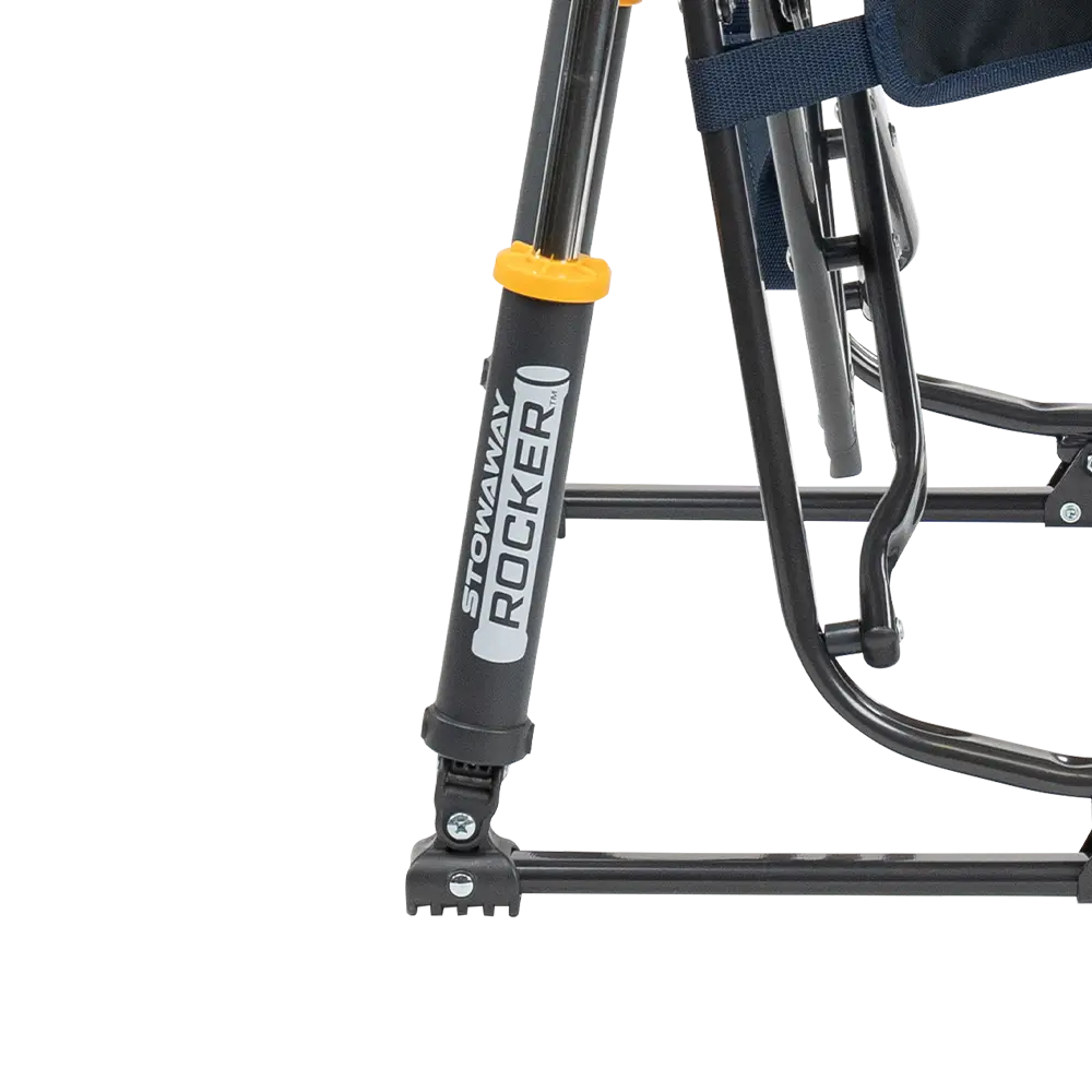 Spring-Action shocks on the Denim Stowaway Rocker.