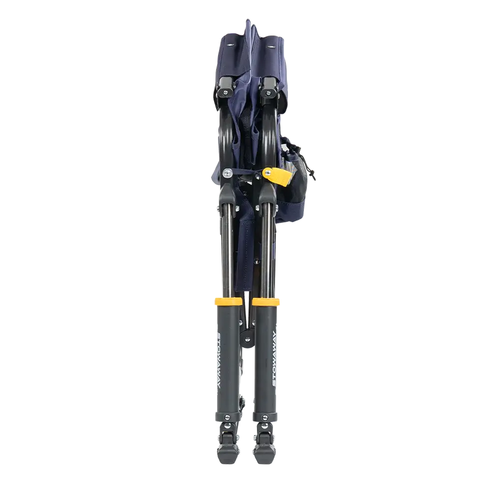 Folded view of the Tailgater Rich Blue Stowaway Rocker.