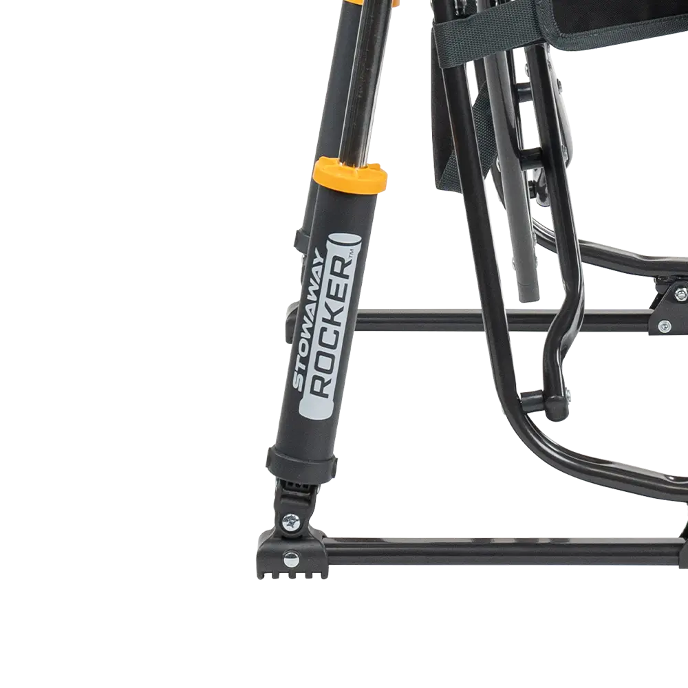 Spring-Action shocks on the Tailgater Dark Charcoal Stowaway Rocker.