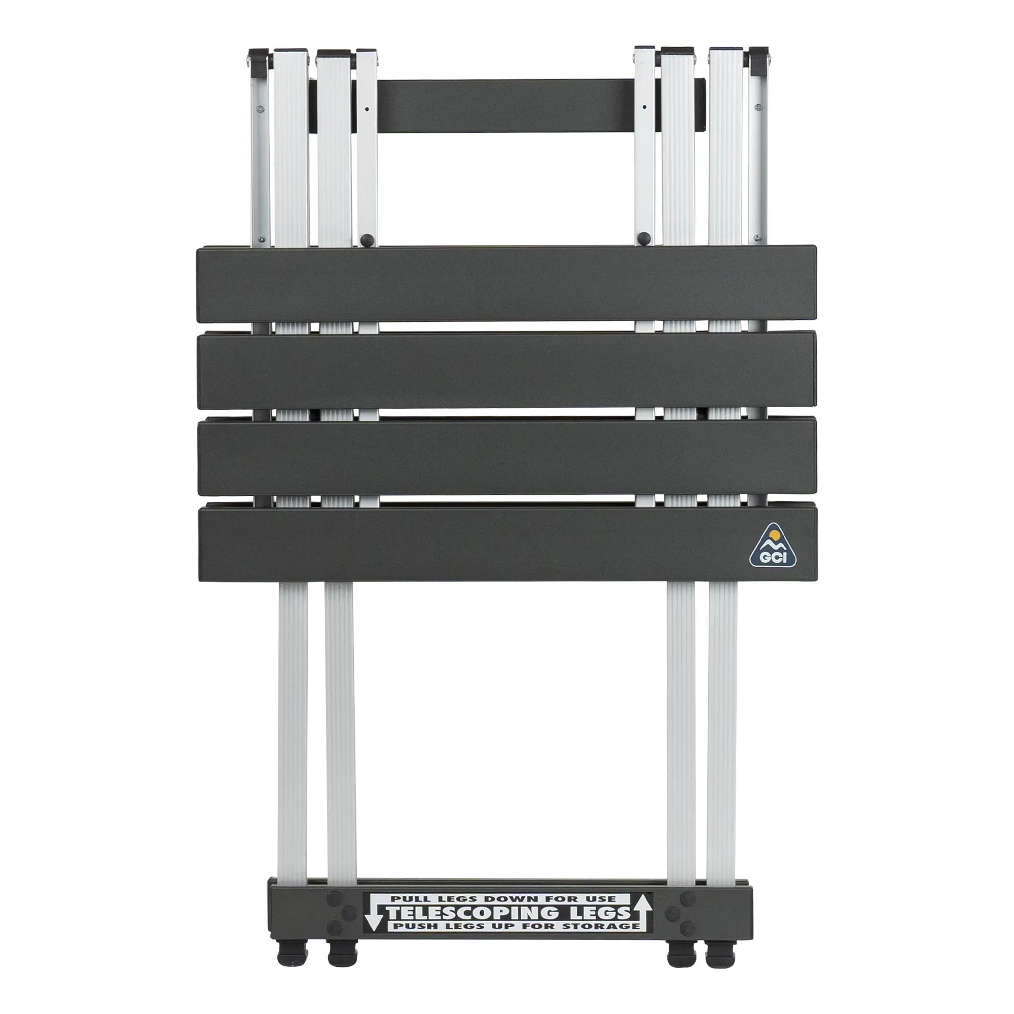 Compact Camp Table 20, Black Chrome, Extended