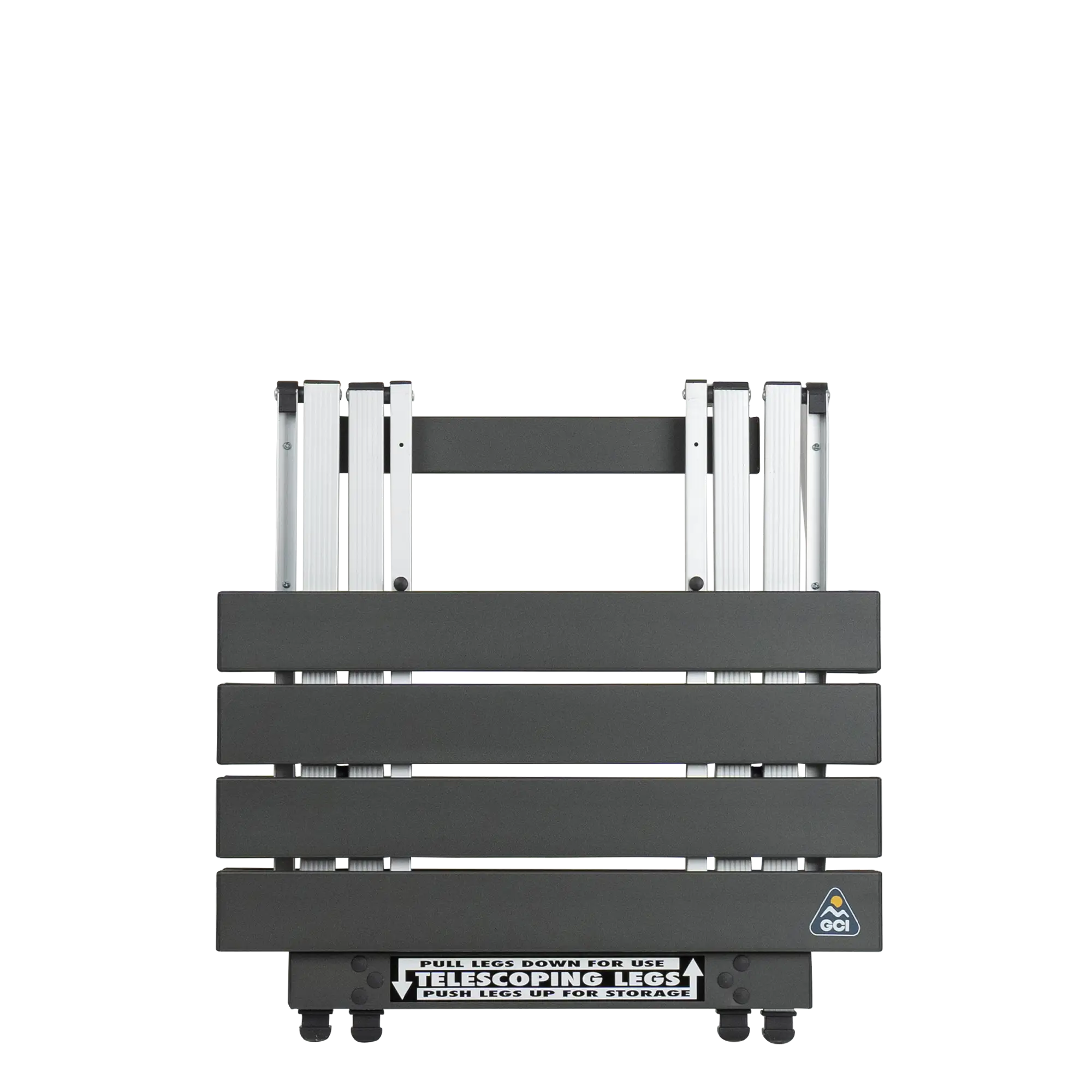 Compact Camp Table 20, Black Chrome, Folded