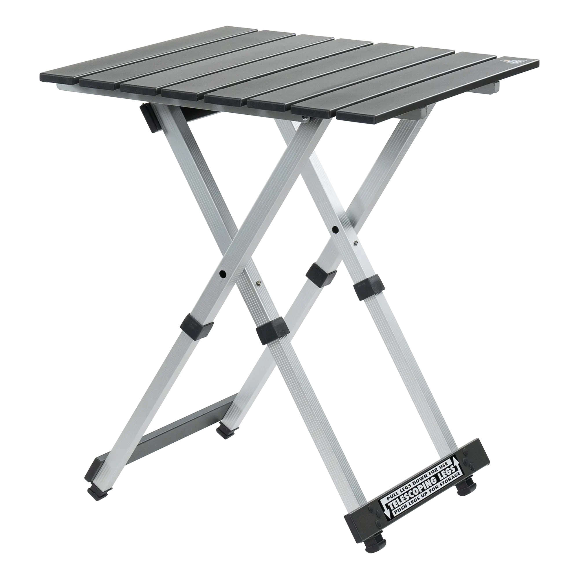 Compact Camp Table 20, Black Chrome, Front Side Angle