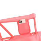 Up-close of the blush comfort pro rocker phone holder pocket.
