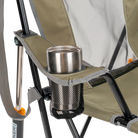 Up-close of the loden green comfort pro rocker cup holder.