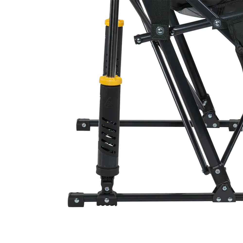 Spring-Action shocks of the Dark Charcoal Pod Rocker Elite.
