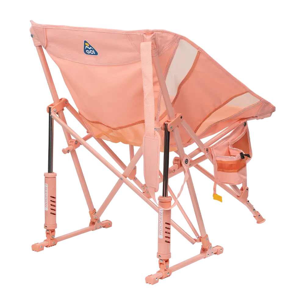 Back right view of the Soft Pink Pod Rocker Elite.
