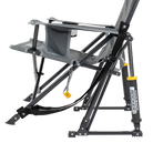 Side view of the gray kickback rocker chair showing the spring-action technology.