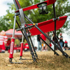 Upclose angle of the spring action rocking technology on the ohio state comfort pro rocker.