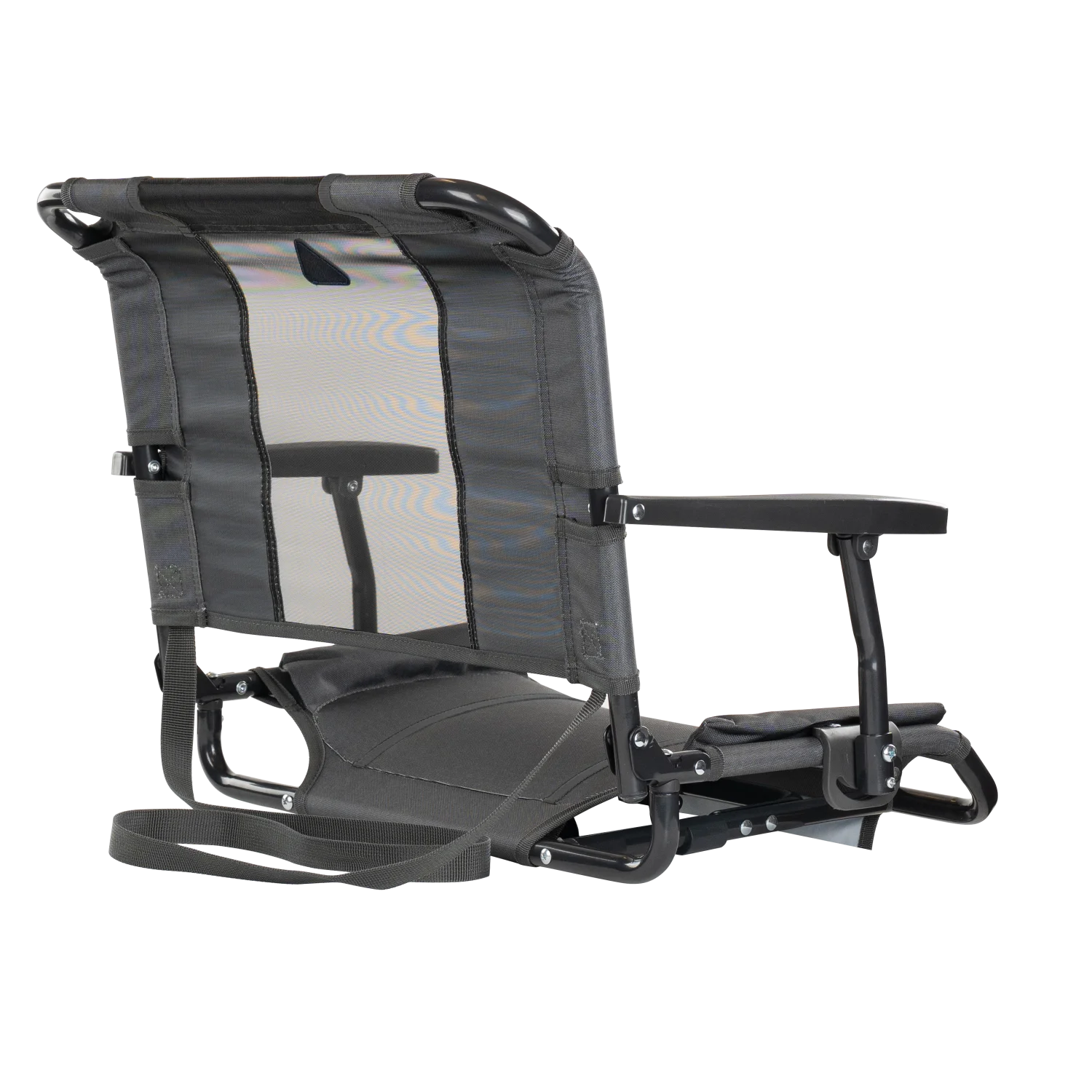 Back right view of the dark charcoal Big Comfort Stadium Chair with Armrests 2.0.
