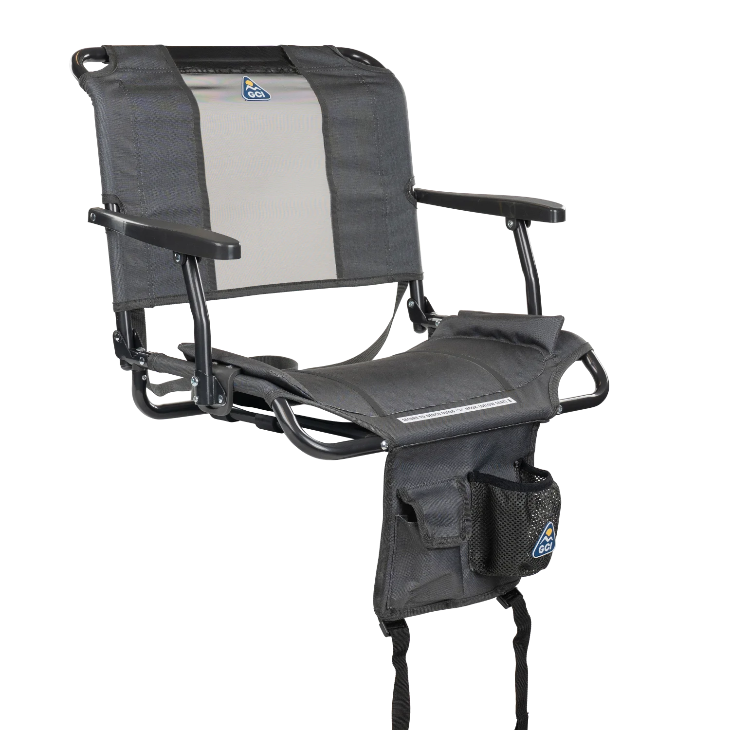 Front right view of the dark charcoal Big Comfort Stadium Chair with Armrests 2.0.