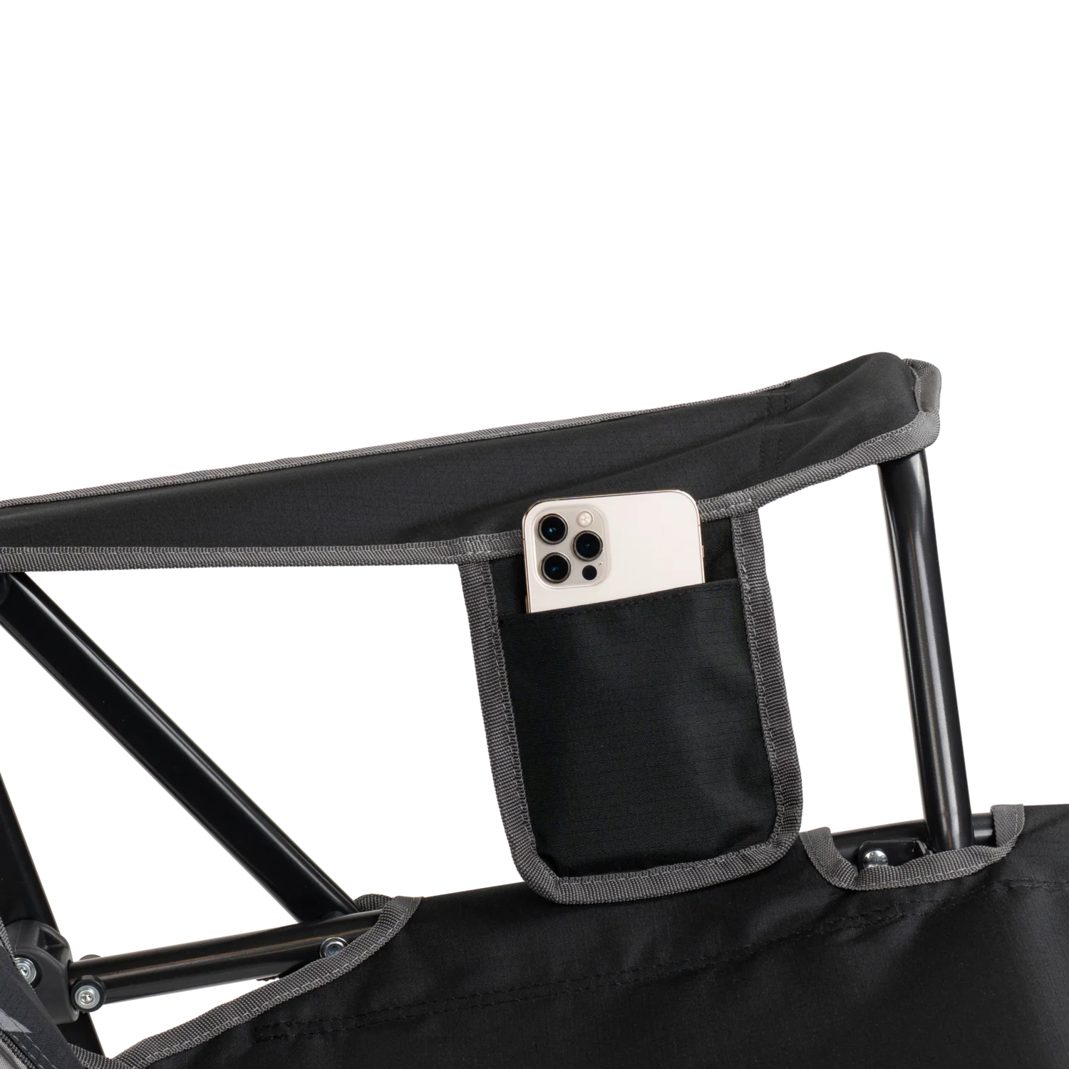 Up-close of the Americana black comfort pro rocker phone holder pocket.