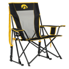 Side angle of Comfort Pro Rocker with University of Iowa print.