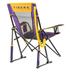 Back angle of Comfort Pro Rocker with LSU print.