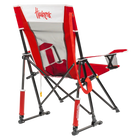 Back angle of Comfort Pro Rocker with University of Nebraska print.