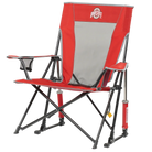 Side angle of Comfort Pro Rocker with Ohio State University print.