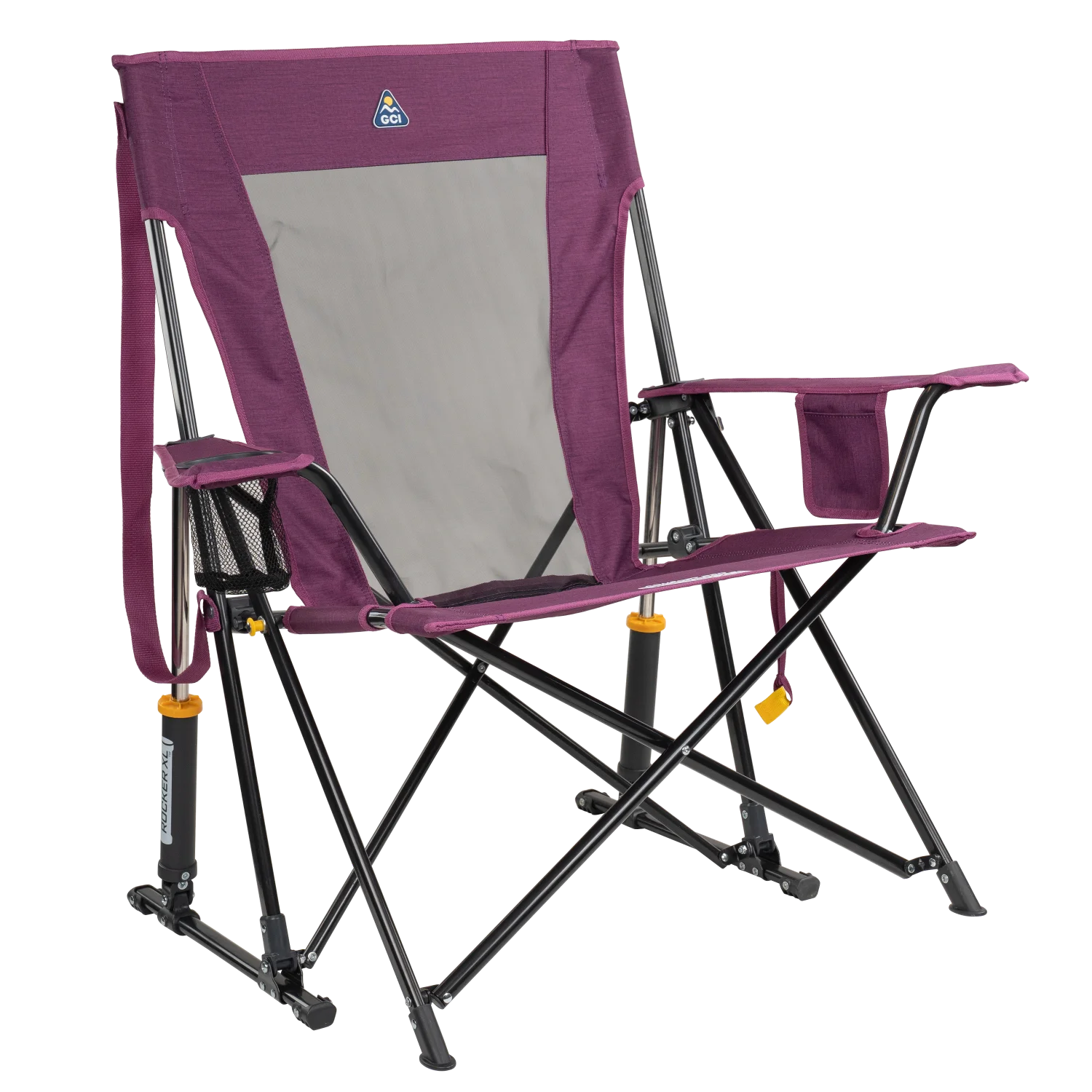 Front right view of the heathered berry Comfort Pro Rocker XL.