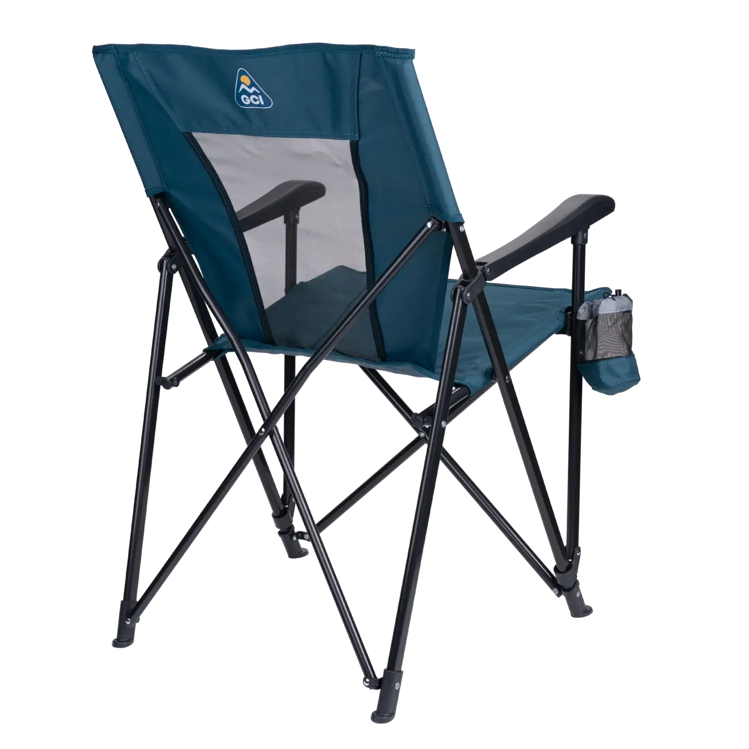 Back angle of the teal eazy chair.