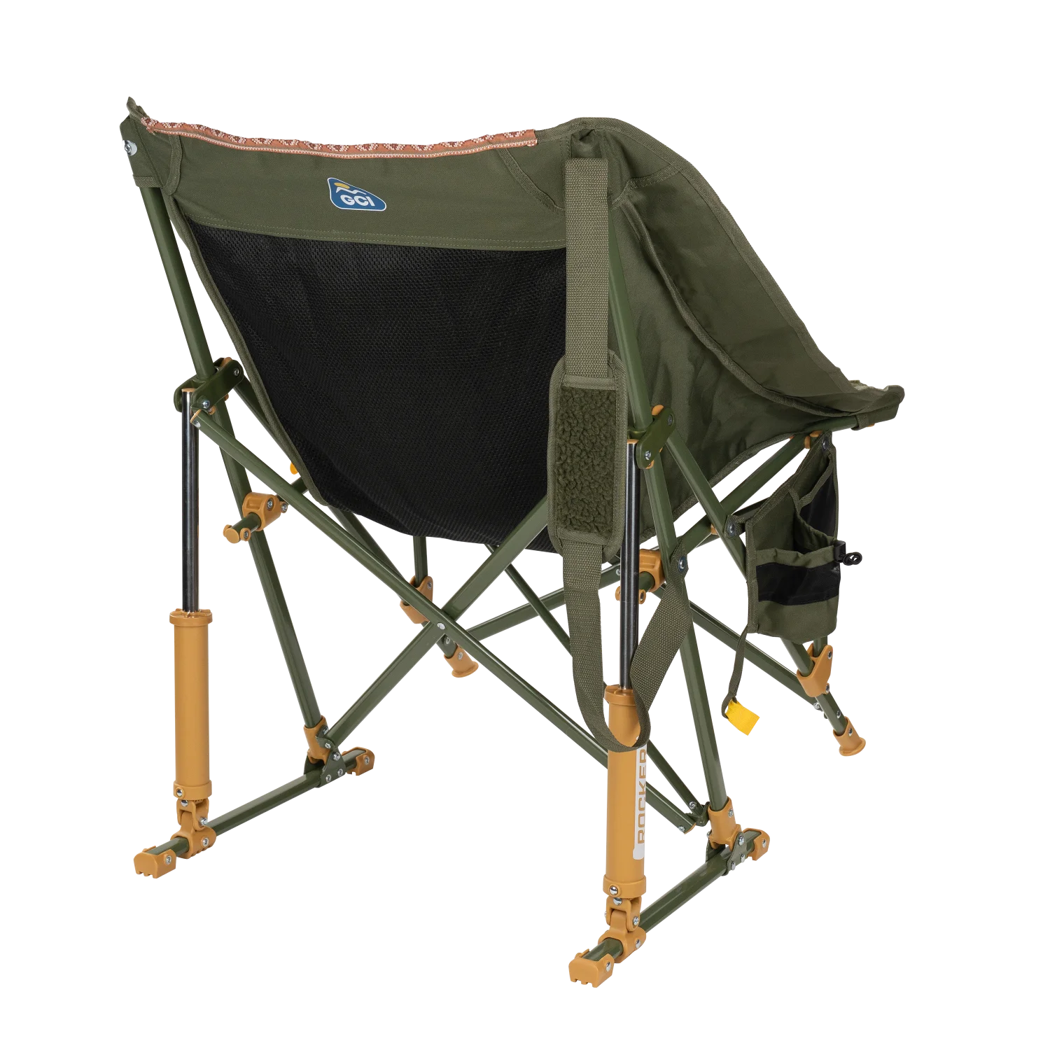 Back right view of the olive Fleece Rocker.
