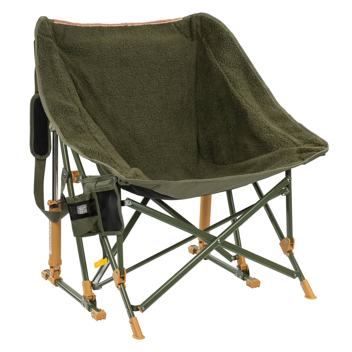 Front right view of the olive Fleece Rocker.