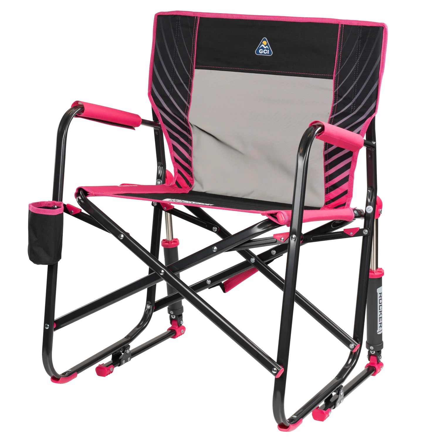 Front left view of the pink shockwave Freestyle Rocker.