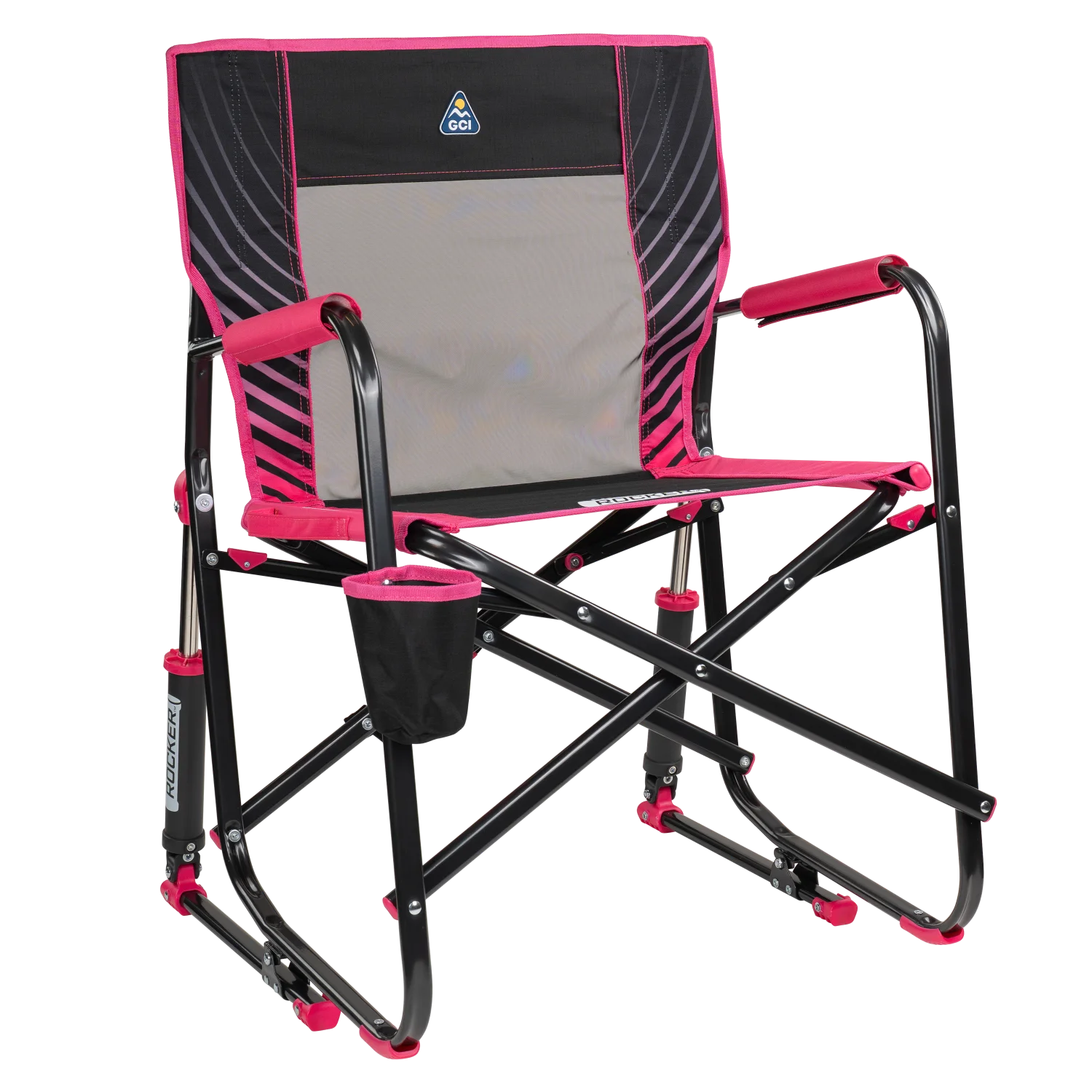 Front right view of the pink shockwave Freestyle Rocker.