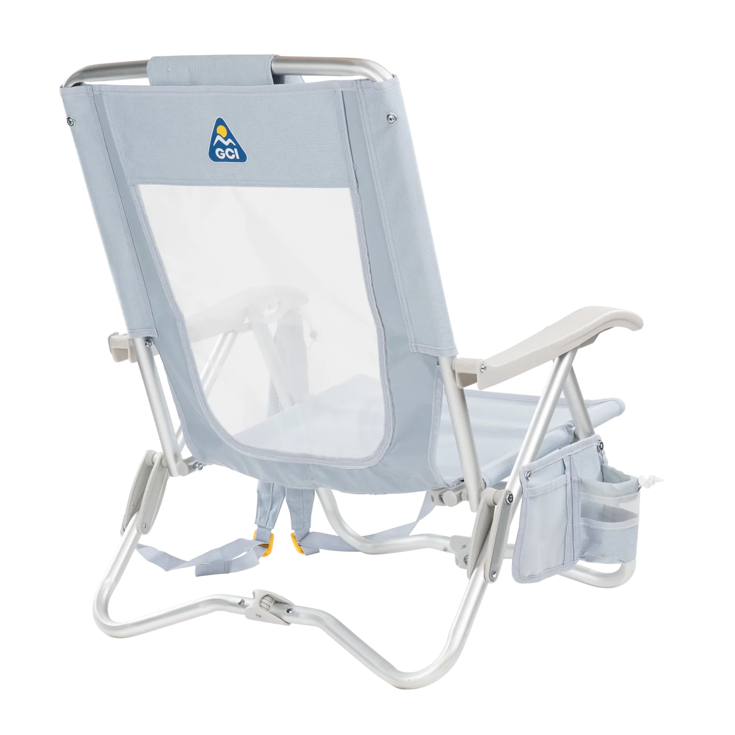 Back right angle of the SideKick lounger in heathered light blue.