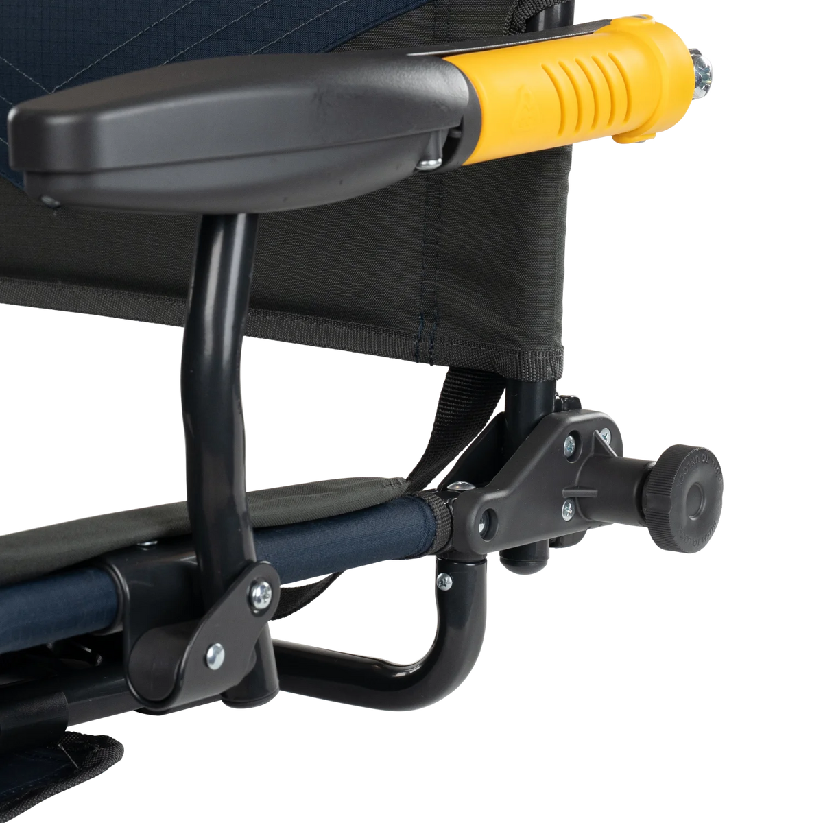 Close-up of the backrest lock on the indigo Stadium Rock-Cliner 2.0.
