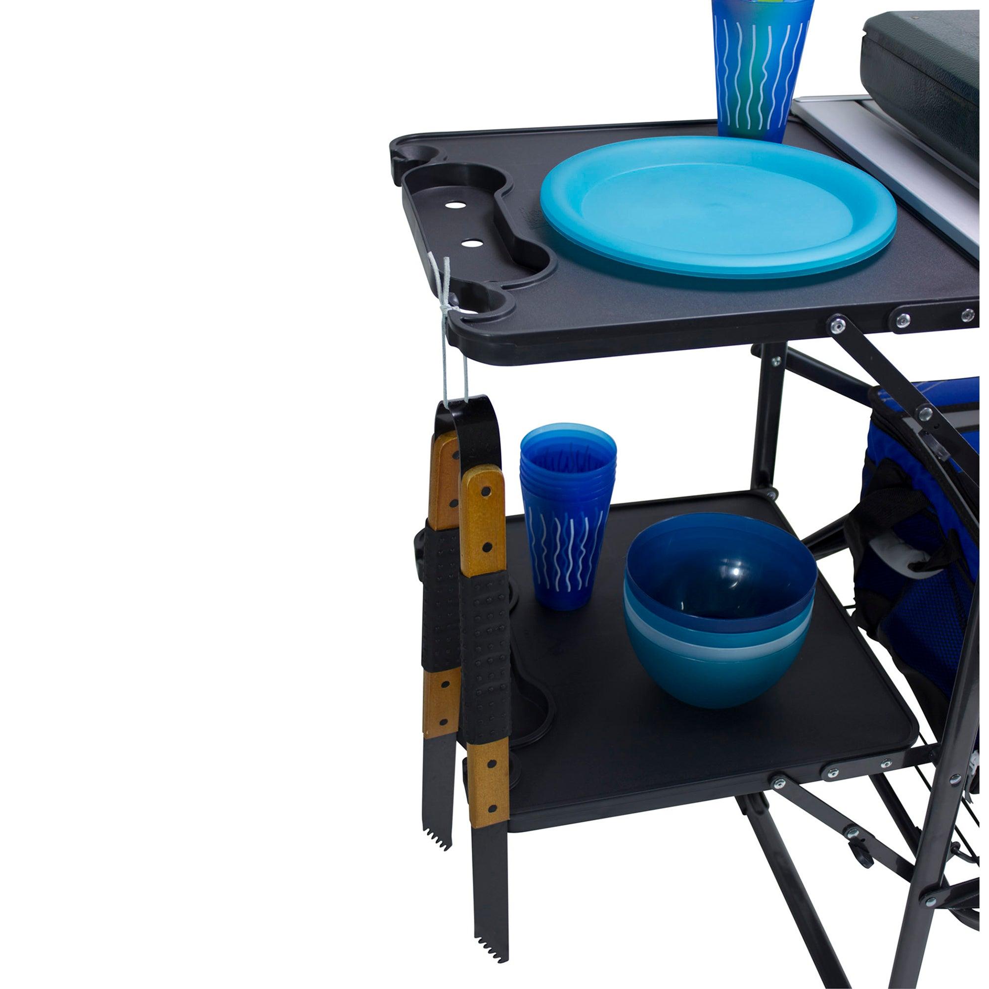Slim-Fold Cook Station, Black Chrome, Side Table Props