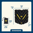 Infographic showing the dimensions of the V Seat.
