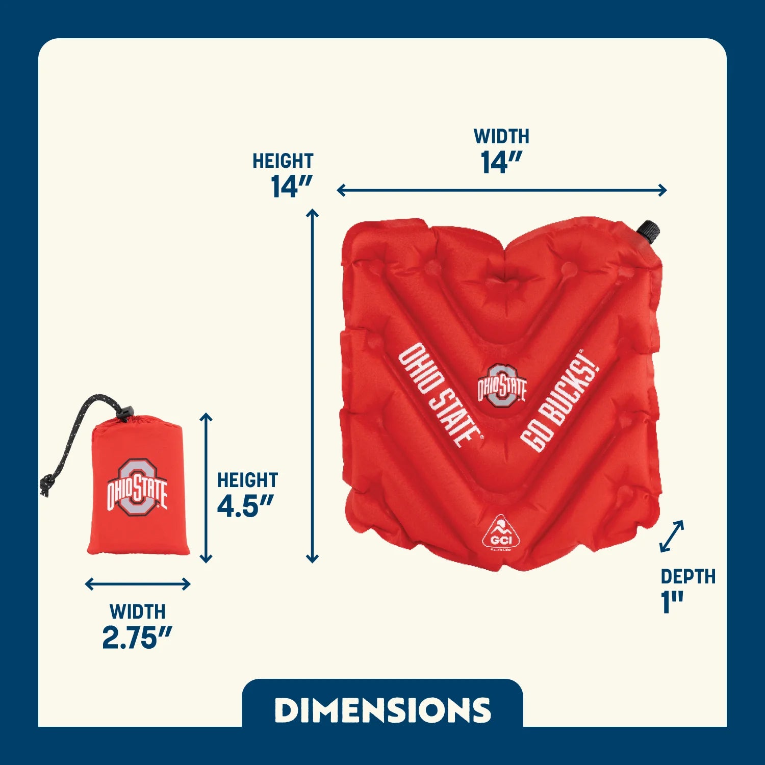 Infographic showing the dimensions of the V Seat.