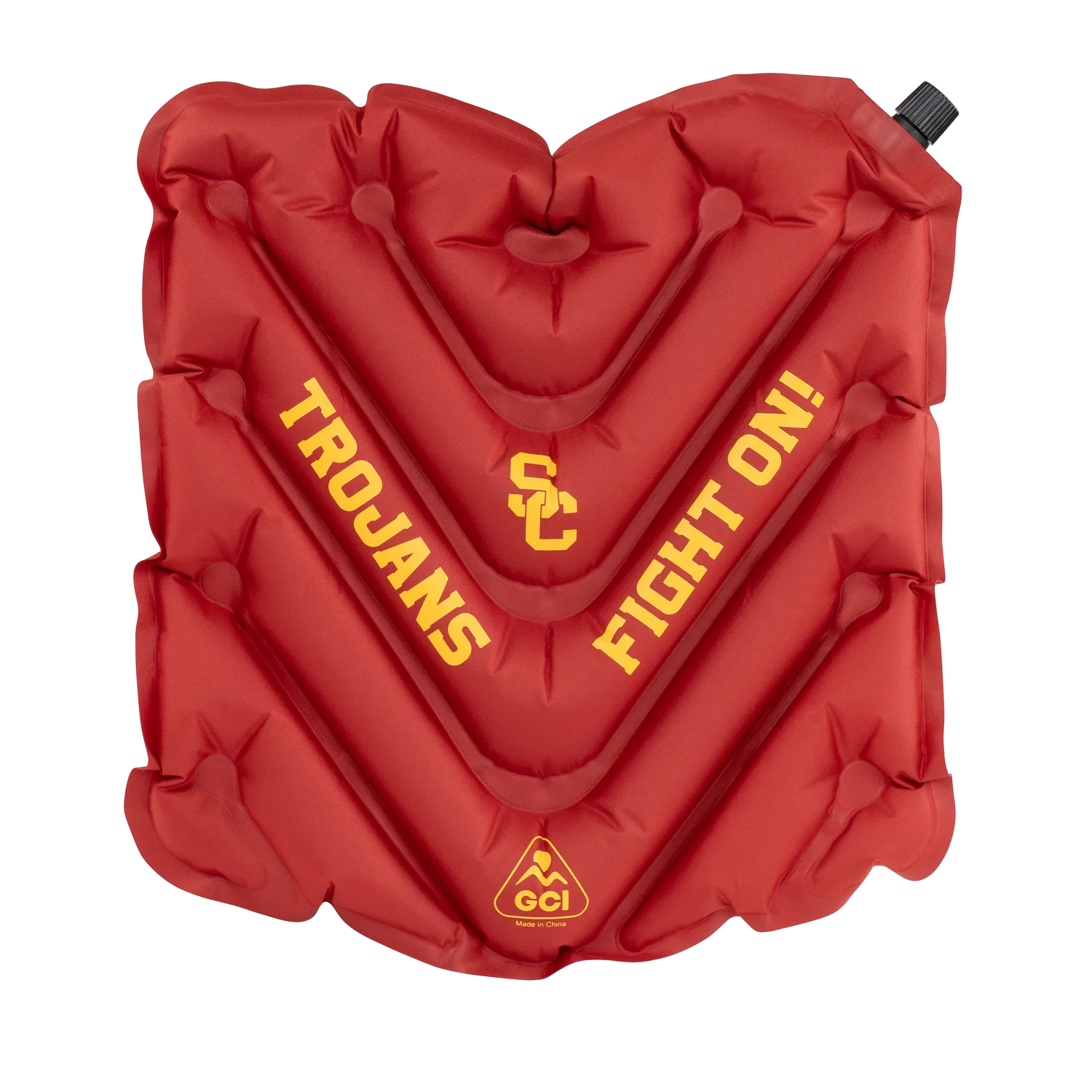 Front angle of V Seat with USC Trojans print.