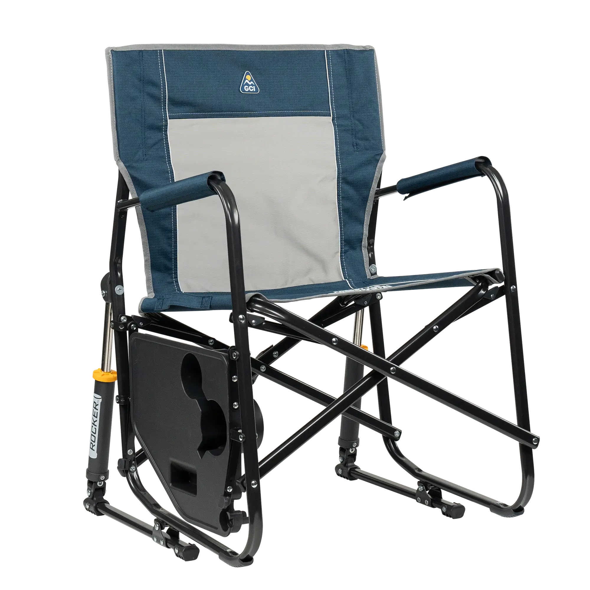 Freestyle Rocker with Side Table, Heathered Indigo, Table Down Front