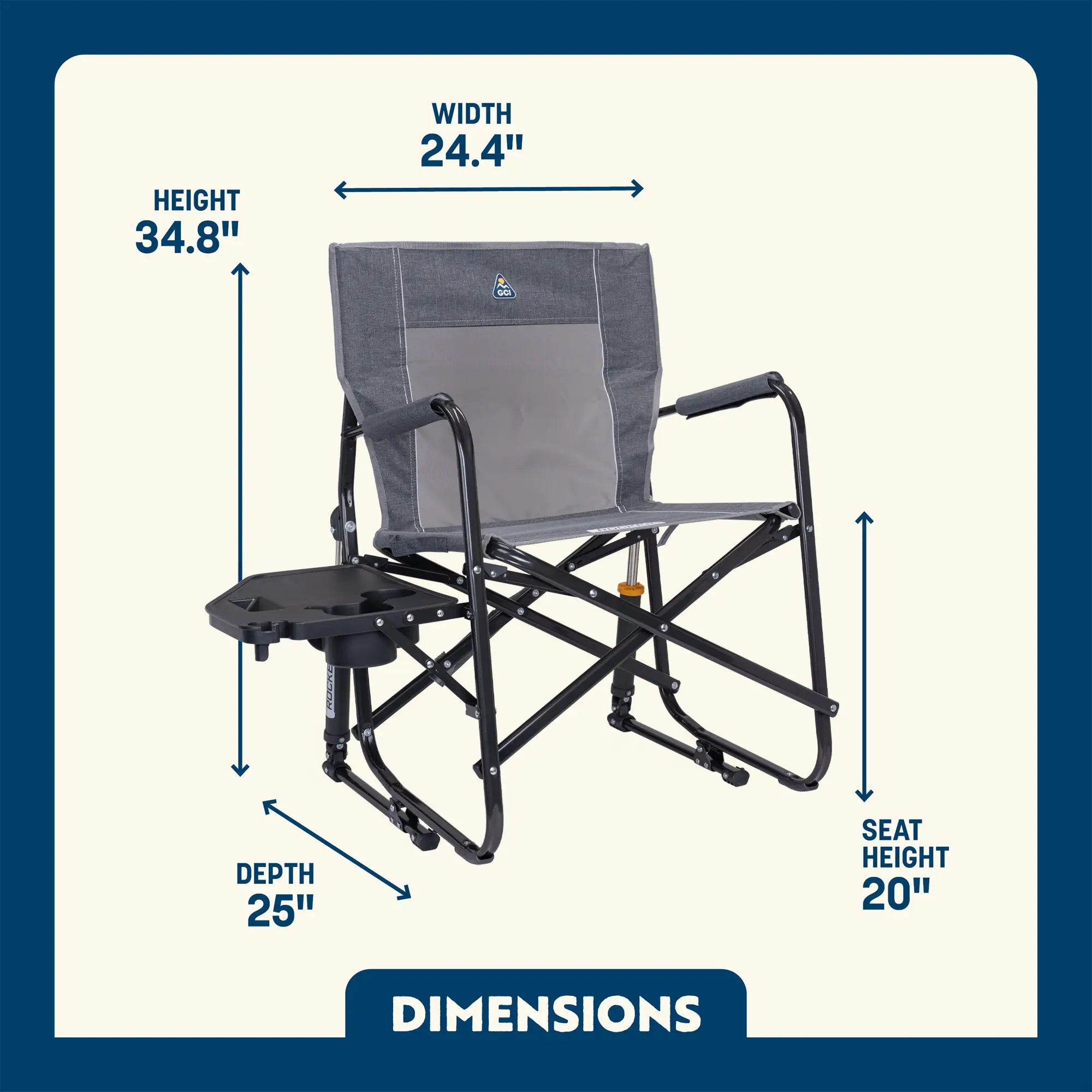 Freestyle Rocker with Side Table dimensions overview