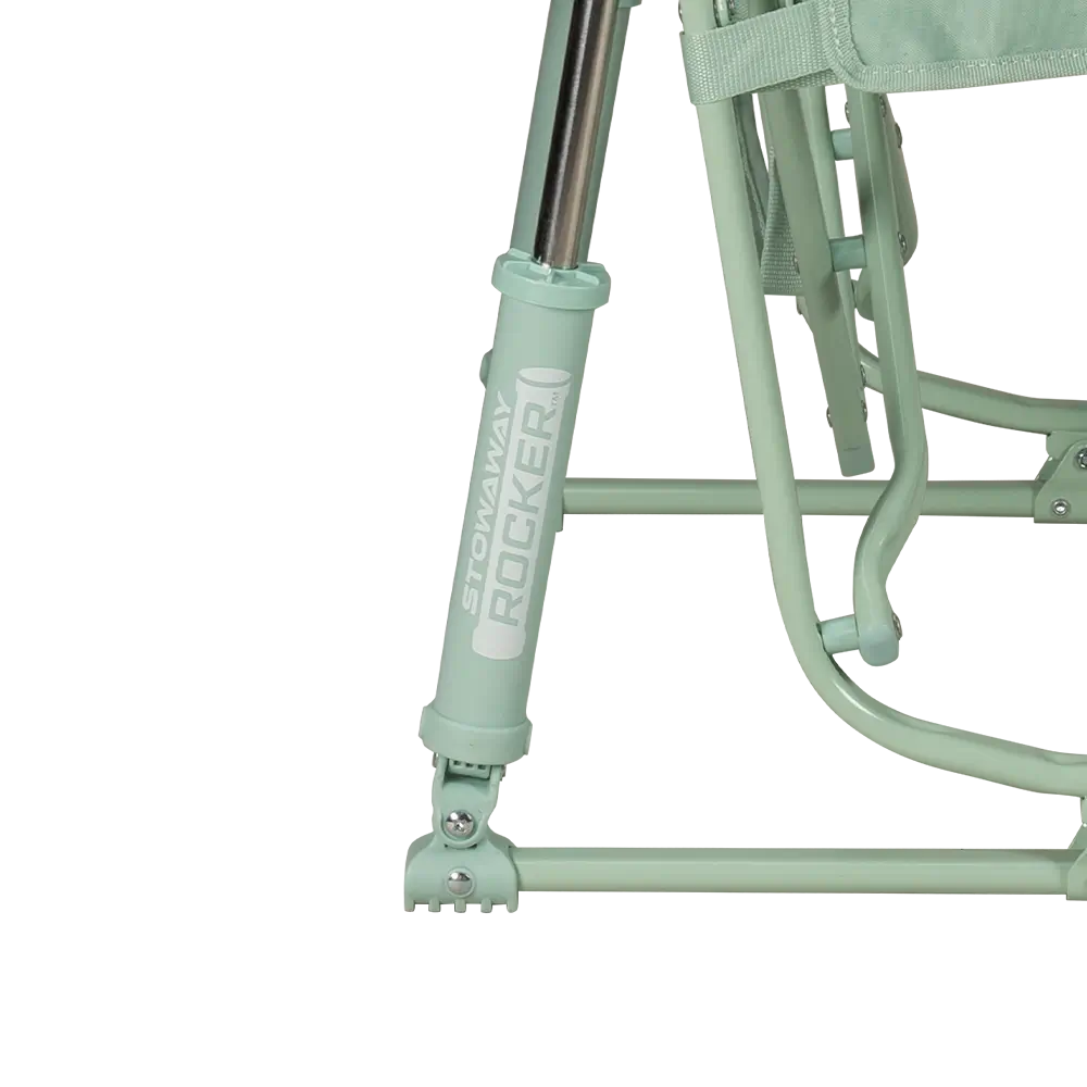 Spring-Action shocks on the Pastel Green Stowaway Rocker. 