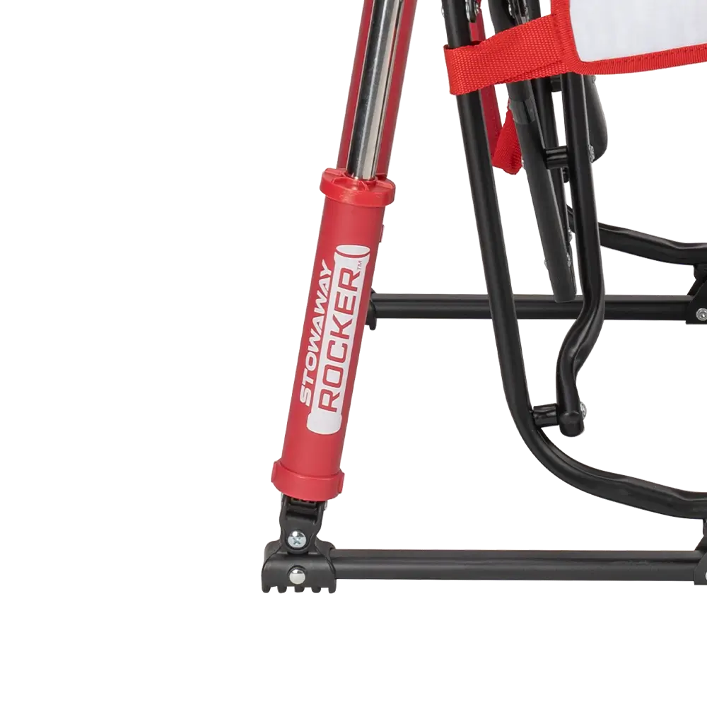 Spring-Action shocks on the Baseball Stowaway Rocker. 