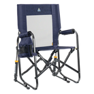 The front right side angle of the Tailgater Rich Blue Stowaway Rocker. 