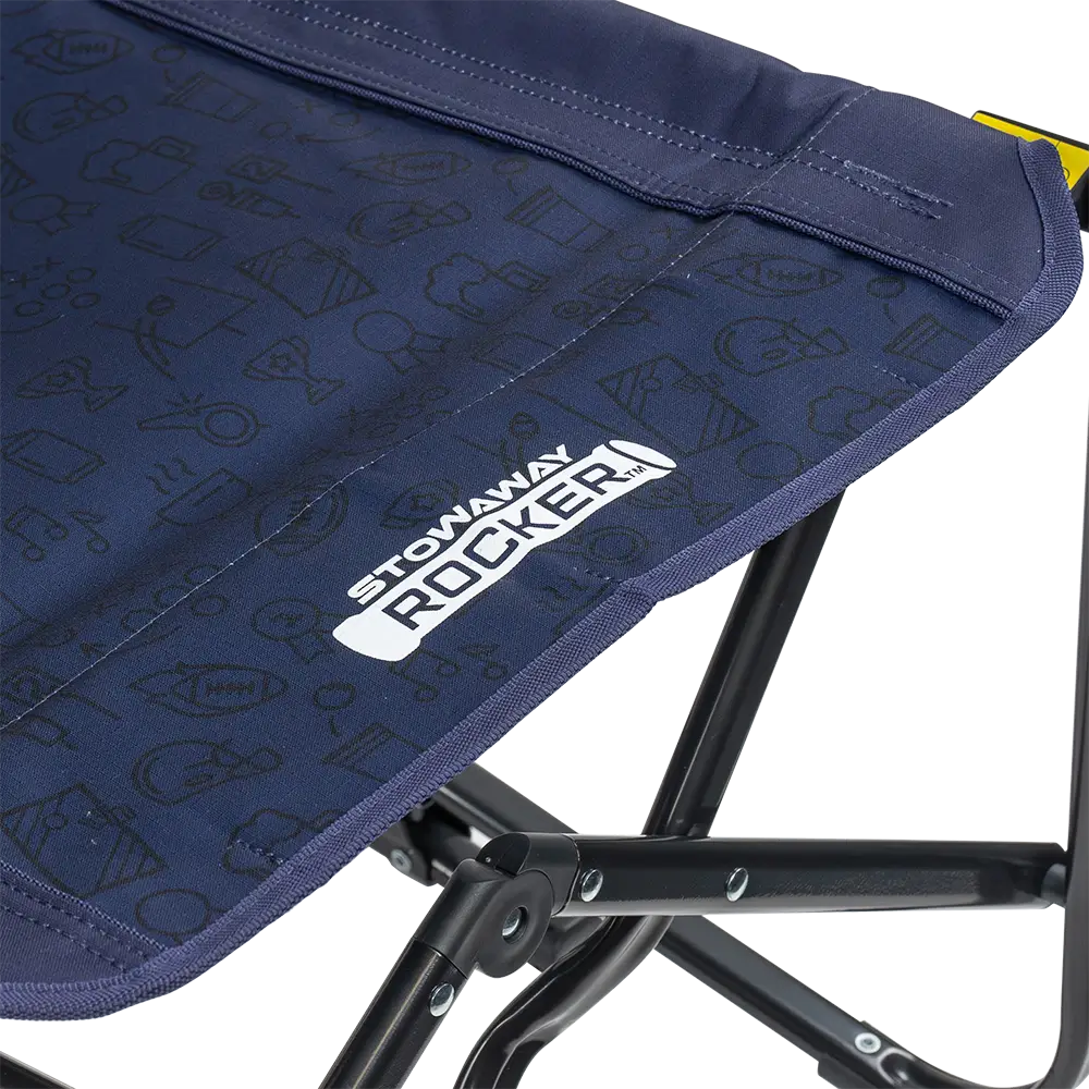 Infinity comfort edge on tailgater rich blue stowaway rocker.