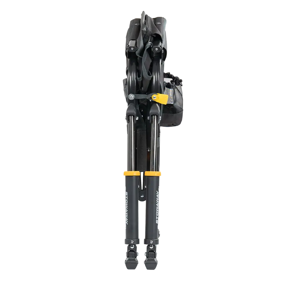 Folded view of the Tailgater Dark Charcoal Stowaway Rocker. 