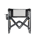 Folded backrest on the tailgater dark charcoal Stowaway Rocker. 